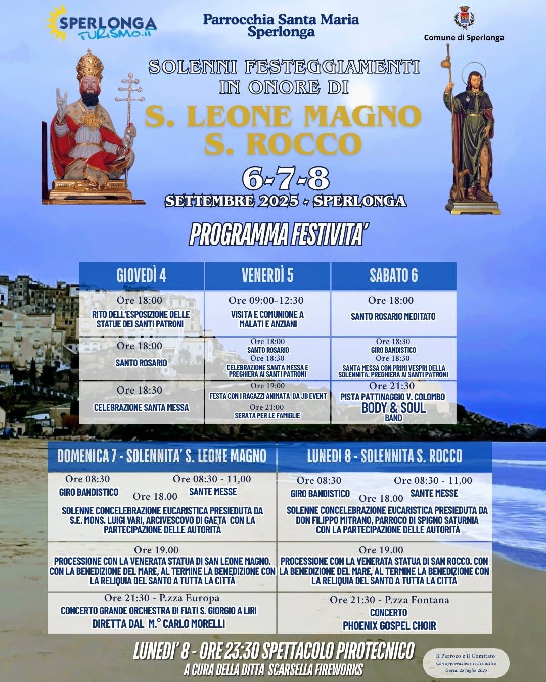 Festa Patronale di Sperlonga 2025 il programma completo in onore di San Leone Magno e San Rocco – blog Sperlonga Center holiday